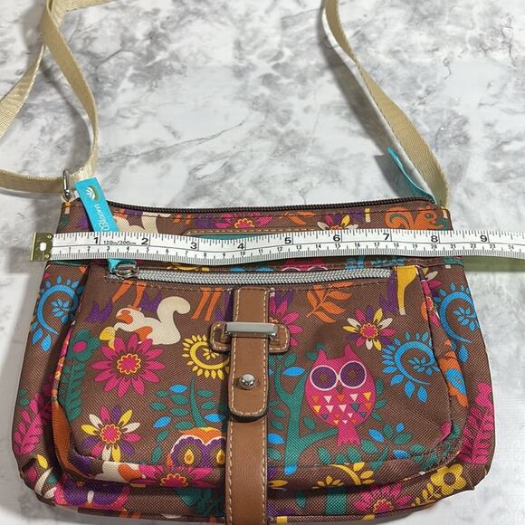 Lily Bloom Brown Crossbody Bag and Woodland Creature and Floral Print - Picture 8 of 13